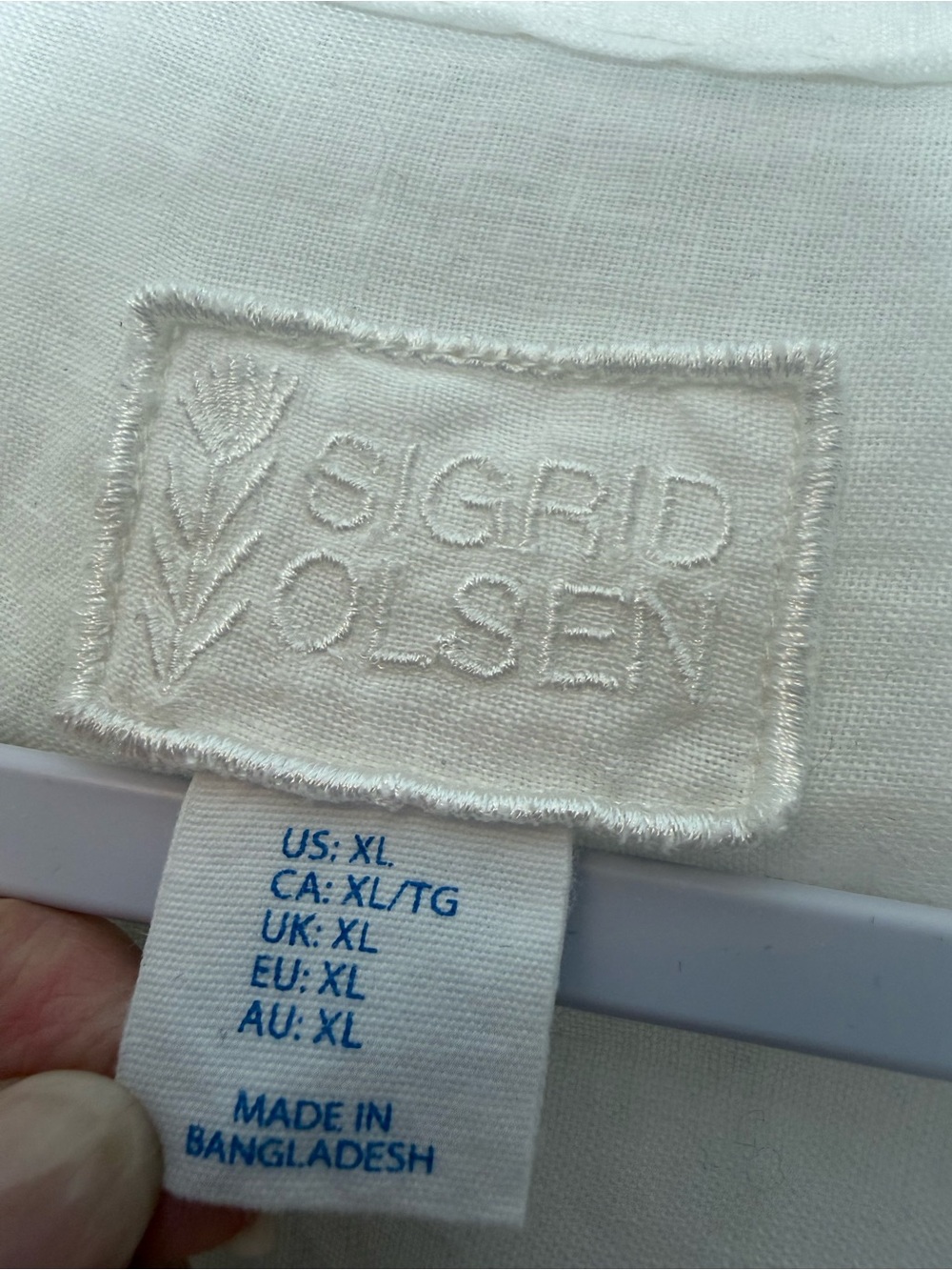 Sigrid Olsen Button Up Blouse Top Linen White Coastal Beachy Preppy Summer XL - Picture 6 of 10